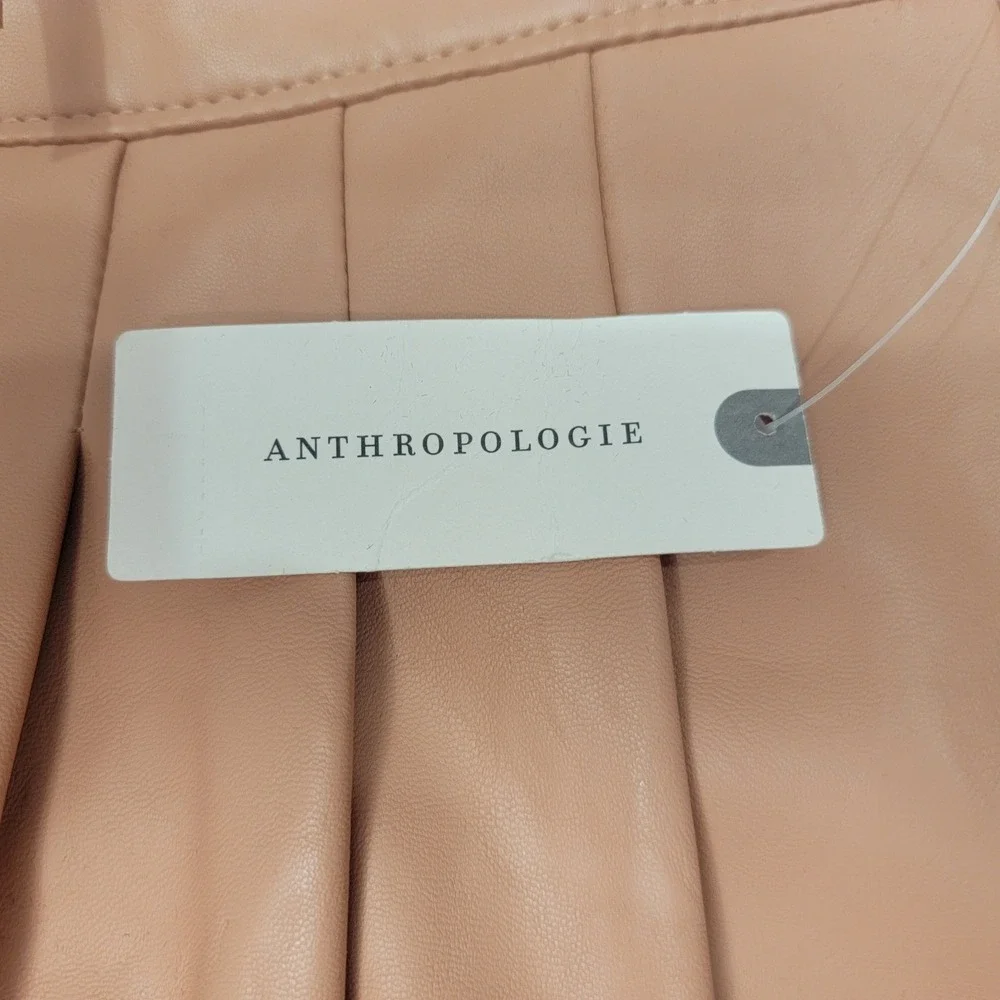 Blank NYC Anthropologie Vegan Leather Tie Waist Pleated Pants Pink Clay Size 28